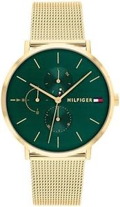 Tommy Hilfiger Reloj Analógico de Cuarzo multifunción para mujer con correa de malla de acero inoxidable dorado - 1782766