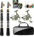 Luyianxi Fishing Rod and Reel Combo - 2.4M/7.89FT Collapsible Fishing Kits, Carbon Fiber Fishing Pole Spinning Reel Lures Set with Carrier Bag, Fishing Gear for Adults Travel Saltwater Freshwater
