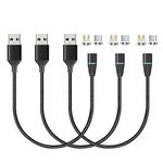 N. NETDOT Gen12 Magnetic Fast Charging Data Transfer Cable Compatible with Micro-USB & USB-C Smartphones Come with 2 Connectors Each Cable[1ft,3 Pack Black]