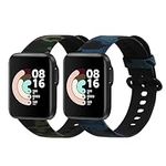 kwmobile TPU Silicone Watch Strap Compatible with Xiaomi Mi Watch Lite 2 / Redmi Watch 2-2X Band - Camouflage Black/Light Green/Dark Green
