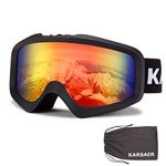 Karsaer Ski Goggles, OTG, Anti-Fog & Helmet Compatible Fit Snow Goggles for Men & Women