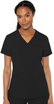 Med Couture Women's 'Peaches Collection' Double V-Neck Scrub Top, Black, Small