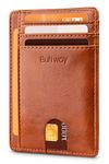 Buffway Slim Minimalist Front Pocket RFID Blocking Leather Wallets for Men Women - Alaska Brown