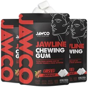 JAWCKO Ultra-tough Jawline Chewing Gum | Get a Stronger, Squarer Jawline | Cinnamon Jaw Training Hard Gum | Chisel, Sculpt, & Tone your Jaw | 15X Hardness | Facial Fitness Mewing Gum | 40 Pieces/Pack