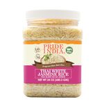 Pride Of India - Thai White Jasmine Rice - 1.5 lbs (680 gm) Jar -Supreme Quality Thai HOM Mali - Distinctive Aroma & Sweet Fragrance - Best Used in Stir Fries, Soups or Grilled Food.