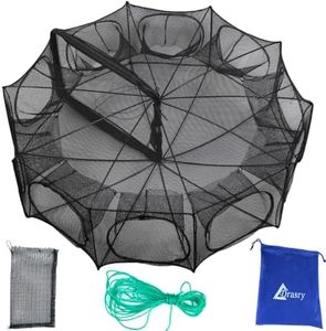 Drasry Black Fishing Bait Trap Foldable Fish Net for Minnow Crab Crayfish Crawdad Shrimp Trap Cast Net Dip Cage Collapsible Easy Use 4 6 Hole Fishing Accessories (10 Holes Black)