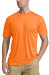 TACVASEN UPF 50+ UV Protection Fishing Shirt Quick Dry SPF Shirt Orange Tshirt Men Lightweight for Running Cycling Jogging SPF 50 Shirt Men Quick Dry