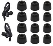 JNSA Memory Foam Ear Tips, 6 Pairs Compatible with Powerbeats Pro & Beats Flex/X, Noise Cancelling, Fit in Case, Black