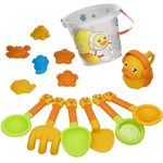 14Pcs Beach Toys Set for Kids, Play Sand Toys for Toddlers Boys Girls, Cute Yellow Duck Outdoor Fun Sand Tools with Bucket and Spade Watering Cans Shovels, Rakes, Molds for Summer Beach Games