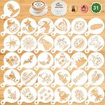 Konsait Halloween Cookie Stencil Set, 31pcs Halloween Cake Stencil Templates Decoration, Reusable Halloween Cake Cookies Baking Painting Mold Tools, Dessert, Coffee Decorating Molds