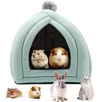 Small Animal Pet Winter House,Pet Tent Cave Bed for Cats/Small Dogs,Guinea Pig Bed,Cat Bed House,Rabbit Bed Warm Guinea Pig Cave Beds with Removable Cushion for Hamster Small Animals,25x25CM Green