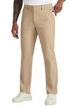 Willit Mens Golf Pants Stretch Dress Pants Quick Dry Work Business Slacks Casual Pants with Pockets Light Khaki 34W x 34L