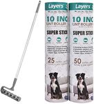 Layers Large Mega 10in Wide Roller 75 Sheets, 2 Pack Wide Refills with 4-Foot Extendable Handle