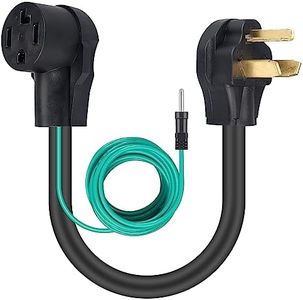 Dryer Plug Adapter 3 Prong to 4 Prong NEMA 10-30P Male to 14-30R Female with 12 FT Safety Ground Wire and 1.5 FT Cord