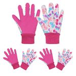 HLDD HANDLANDY 3 Pairs Soft & Comfortable Design for Kids Gardening Gloves,Yard Garden Work Gloves (S, Pink Butterflys)