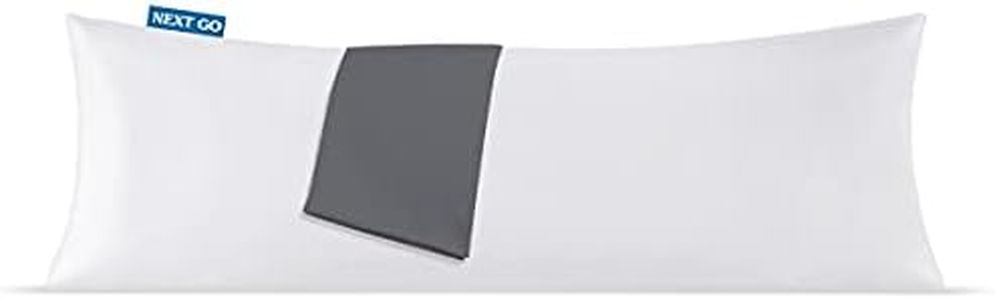 NEXTGO Microfiber Cuddle Pillow with Cover for Full Body Support and Used During Pregnancy Side and Back Sleepers - Fits (54 x 20 inches, White Pillows and (Gray Cover)