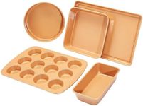 Amazon Basics Copper Coated Ceramic Nonstick Baking Sheets and Pans Bakeware Set, 5-Piece Set