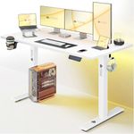 ARTIKEL Artidesk Multi-Purpose Electric Height Adjustable Table DIY|Sit Stand Gaming Desk|80Kg Wt Lift|Cup Holder Headphone Hook Cable Wire Management|Home & Office|110X60Cm | White