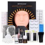 BEYELIAN Eyelash Extension Kit, with Mannequin Head Lash Practice Exercise Set, Professional Flat Mannequin Head False Eyelash Grafting Training Tool Kit for Eye Lashes Graft