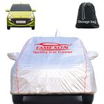 FAMEXON Waterproof Car Body Cover with Mirror Pocket Compatible for Santro 2020 to 2021 Triple Layer Inner Fabric & Pipein Design Protects from Animals, Heat, Rainfall (Metallic Silver)