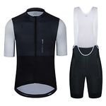 Men's Cycling Jersey Set Cycling Kit Bicycle Jersey Rear Zipper Pocket Bike Bib Shorts with Pockets Race Fit High Density Pad, Black Set, X-Large