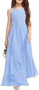 Imily Bela Girls A-Line Halter Dress Junior Bridesmaid Flower Girl Flowy Chiffon Maxi Dresses Wedding Party Pageant Gown