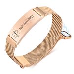 VNOX Medical Alert Id Bracelet for Men Women, Custom Engraving Adjustable Stainless Steel Customizable Mesh Emergency Survival Medic Bracelets Wristband Loop Band with Replacement Tag, no gemstone