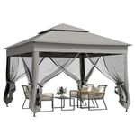 Outsunny 11' x 11' Pop Up Canopy, Outdoor Canopy Shelter Event Tent with 2-Tier Soft Top, Removable Zipper Netting and Storage Bag, for Patio, Backyard, Garden, Camping, Dark Grey