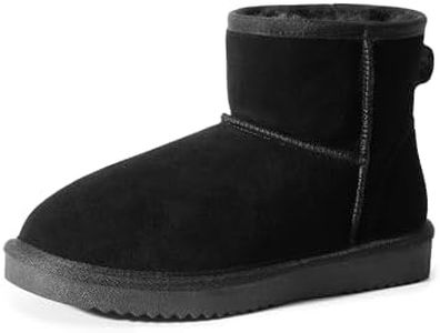 DREAM PAIRS Women's Genuine Suede Winter Snow Boots,Black,6.5
