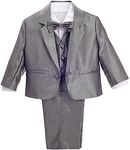 Lito Angels Baby Boys' Formal Tuxedo Suits Wedding Christening Outfits No Tail 5 Piece Set 022, Silver Gray, 12-18 Months