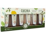 Cucina 6 Pack Regenerating Hand Cream Fruits & Passion Travel Size Set | Coriander Olive Tree | Lime Zest Cypress | Sea Salt Amalfi Lemon