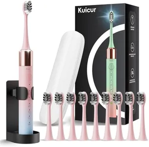 Portable Electric Soft Toothbrush with Travel Case, 90-Day Largest Battery Life, 10 Brush Heads, 5 Modes Deep Clean, Ergonomically-Designed for Enhanced Comfort - Ideal Gift for Adults & Kids