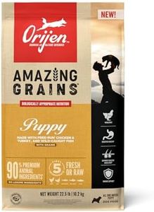 ORIJEN Amazing Grains Puppy Dry Dog Food, High Protein Dog Food for Puppies, Fresh or Raw Ingredients, 22.5lb