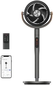 Dreo Smart Ventilateur sur Pied 25dB Silencieux, Flux d'air 7.5 m/s, Portée de 30 m, Oscillation à 120° + 105°, avec Télécommande, 6 Modes, 8 Vitesses, Minuterie 12 h, Compatible avec Alexa, Noir