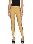 TWIN BIRDS Tailored Cut & Slim Fit Stretchable Nylon Elasthane Fabric Ankle Length Shimmer Leggings for Women (XL, Gold Mine)