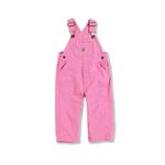 Carhartt Baby Girls' Washed Microsanded Canvas Bib Overall, Rosebloom, 6 Months