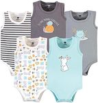 Hudson Baby Unisex Baby Cotton Sleeveless Bodysuits, Bunny and Bee, 0-3 Months