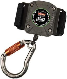 Ergodyne Squids 3002 Retractable Tool Lanyard with Locking Carabiner, Straps to Attach to Belt or Harness, Gray, Standard