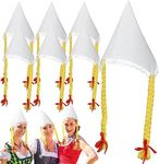 Foaincore 6 Pcs Oktoberfest White Hat with Braids for Women Dutch Girl German Apparel for Oktoberfest Costume(White)