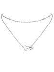 PROSTEEL Heart Initial Necklace for Women - Double Layered Silver White Gold Plated Bead Choker Name Necklace with Heart Letter B Pendant Gift for Her Women Teenage Girl Jewellery
