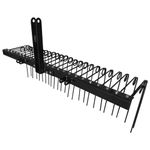 Field Tuff Steel Spring Coil Tine Tow Behind Landscape Rake for Leaves, Pine Needles, Straw, and Grass with 3 Point Hitch Receiver Attachment, Black