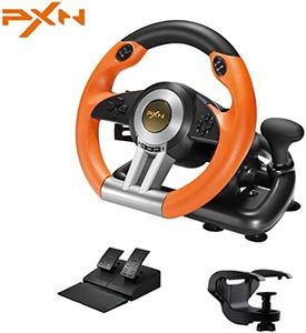 PXN Xbox Steering Wheel V3II 180° PC Gaming Racing Wheel Driving Wheel, with Linear Pedals and Racing Paddles for PC, PS4, Xbox One, Xbox Series X|S, Nintendo Switch - Orange