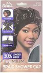 Annie - Ms. Remi Premium Adjustable and Foldable Braid Shower Cap with Drying Loop (Black, 25" x 18.5")