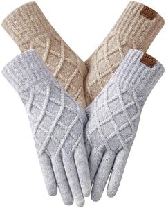 REACH STAR 2 Pairs Winter Gloves for Women Men, Touch Screen Elastic Thermal Knit Lining Warm Gloves for Cold Weather, For Hiking Running Driving Gifts