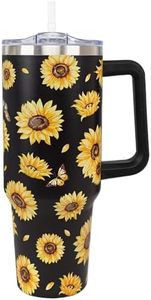 Sunflower Tumbler 40 Oz, Sunflower Gifts for Women, Flower Sunflower Coffee Cup Travel Mug Water Bottle, Sunflower Gifts for Mom Her, Sunflower Stuff, Pioneer Women 40 Oz Tumbler with Handle and Straw