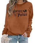 KIMSOONG Halloween Sweatshirt Women Hocus Pocus Shirt Long Sleeve Black Cat Shirt Halloween Pullovers Sweatshirts Top