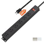 CFMASTER Power Strip with 6 Outlets 14AWG 20FT Power Cord and Wide Spaced Outlets for Commercial,Industrial,School and Home,15A 125V 1875W,ETL Approved and Listed,Black(20FT)