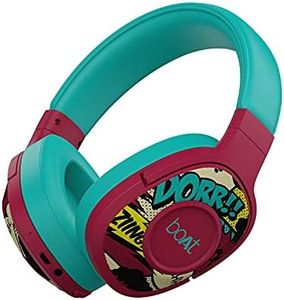 boAt Rockerz 550 Bluetooth Wireless Over Ear Headphones with Upto 20 Hours Playback, 50MM Drivers, Soft Padded Ear Cushions and Physical Noise Isolation with Mic (Maroon Maverick)