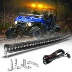 COLIGHT 32 inch Single Row Curved LED Light Bar 6500K Driving Light White Amber Warning Light 12V Axiliary Light with Wiring Harness for Offroad Car Truck Pick-up UTV Fog Light