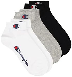 Champion Core 3PP Quarter Calze, Unisex - Adulto, Grigio Melange Chiaro, Bianco, Nero, 35-38 EU